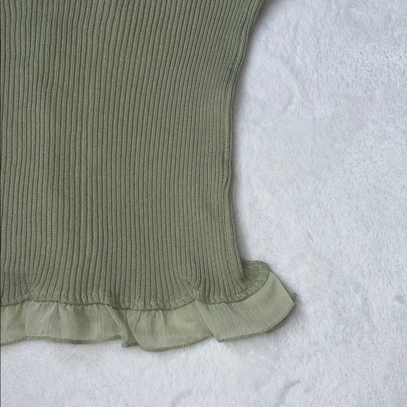 Olive Green Ribbed Camisole Top - Picture 3 of 12